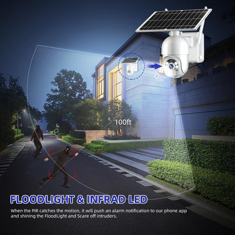 Solar Überwachungskamera WiFi 1080P HD Outdoor Akku Wireless PTZ IP Kamera PIR Bewegungserkennung Überwachung CCTV