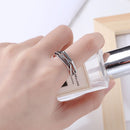 S925 full body sterling silver light luxury line cross ring female retro wild simple ins trendy fashion braided ring