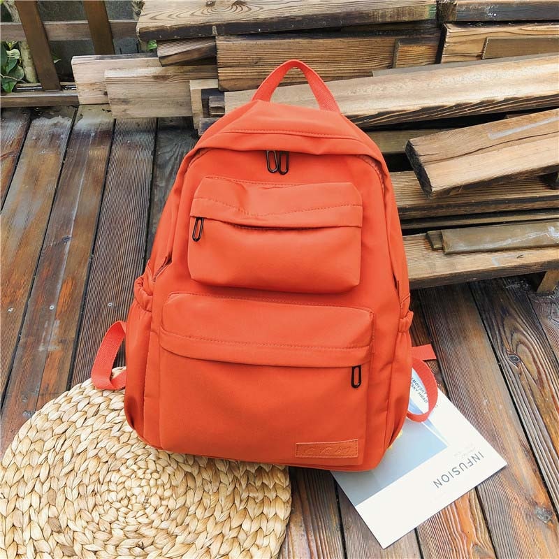 Large Capacity Waterproof Nylon Women Backpack Female Multi Bag Pure Color Travel Backpack Schoolbag for Teenage Girls New