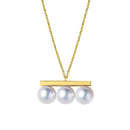 Cadena de plata 925 con barra de equilibrio de oro de 18 quilates Collar de perlas de imitación Runway T Show Party Designer Dress Top Ins Japan Korean Trendy