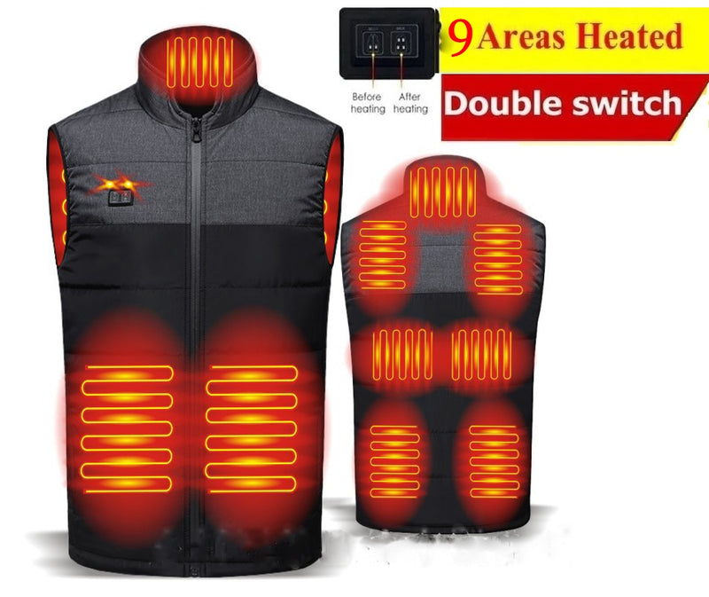Chaqueta térmica eléctrica para hombre de invierno al aire libre, chaleco con calefacción USB, ropa térmica de invierno, pluma, Camping, senderismo, chaqueta de caza cálida
