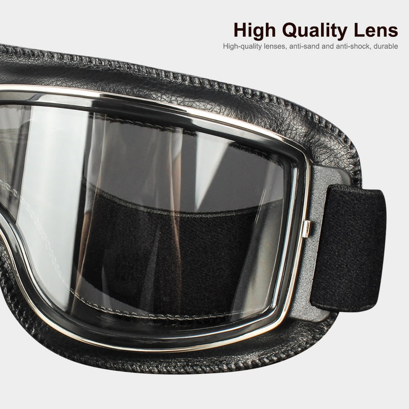 Gafas Vintage para casco de motocicleta, gafas antideslumbrantes de cuero a prueba de viento para mujer y hombre, gafas protectoras de seguridad Steampunk