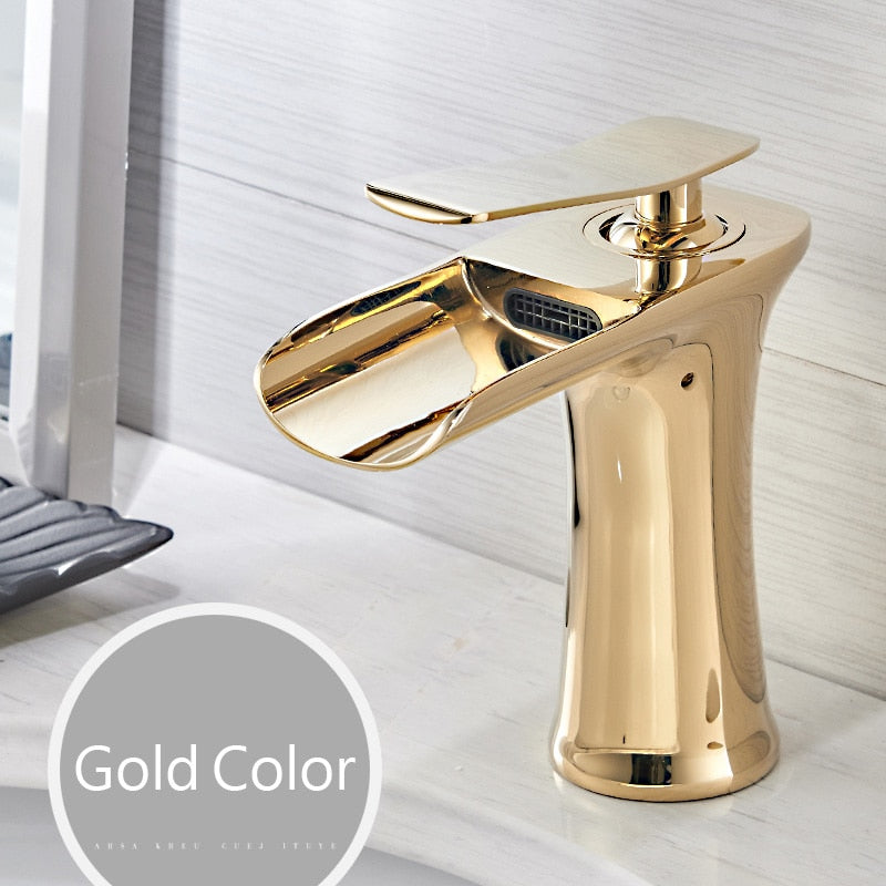 Basin Faucets Waterfall Bathroom Faucet Single handle Basin Mixer Tap Bath Antique Faucet Brass Sink Water Crane Silver 6009