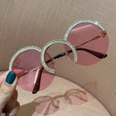 Zircon oversized sunglasses 2020 luxury Round sun glasses women Clear lens Eyeglasses Shades For Women  oculos feminino