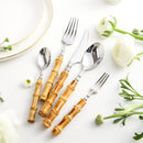 20Pcs 5Pcs Creative Nature Bamboo Cutlery Set 304 Stainless Steel Steak Cutlery Tableware set Spoon and Fork Hign-end Quality