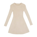 Neue Frauen-Weinlese-Kleid Auutmn Winter-lange Hülsen-dünne A-Linie kurze Pullover-Kleider Eleagnt Damen gestrickte Robe Vestidos Mujer