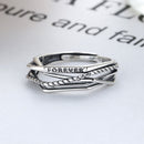 S925 full body sterling silver light luxury line cross ring female retro wild simple ins trendy fashion braided ring