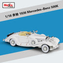 Maisto 1:18 Mercedes-Benz 500K Blcak Classic Car Simulation Alloy Car Model Collection Decoration Gifts toy