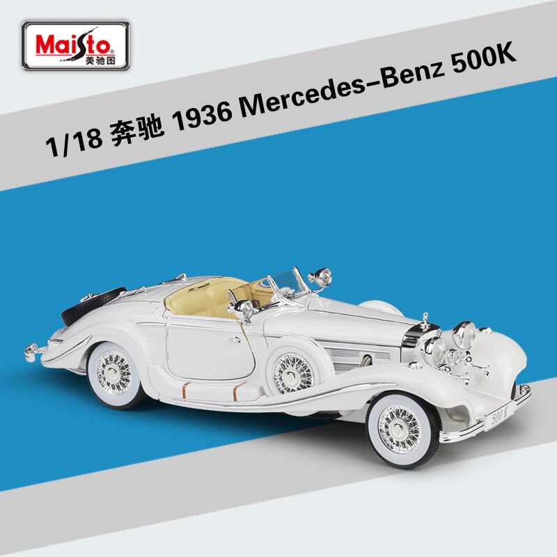 Maisto 1:18 mercedes-benz 500K Blcak coche clásico simulación aleación coche modelo colección decoración regalos juguete