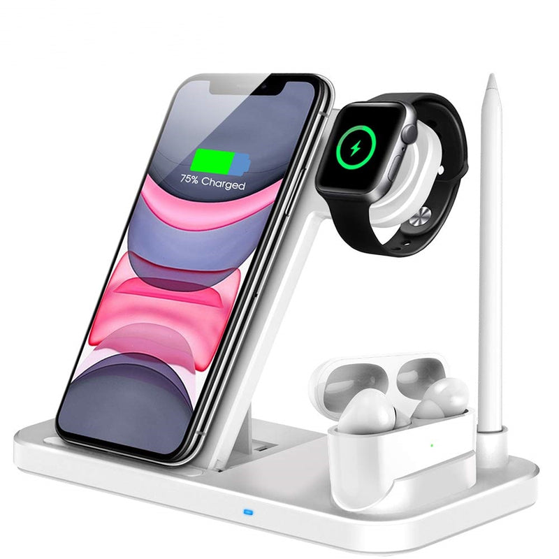 15W Qi Fast Wireless Charger Stand For iPhone 13 11 12 X 8 Apple Watch 4 in 1 Foldable Charging Station for Airpods 3 Pro iWatch