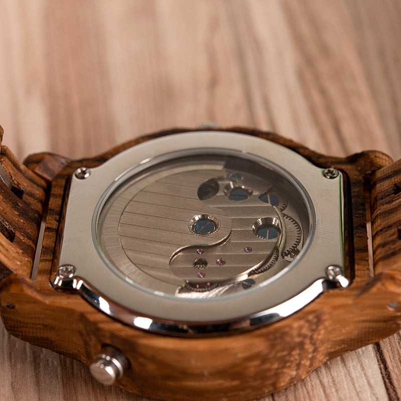 BOBO BIRD Automatik Skeleton Mechanische Uhren Herren Holz Luxusuhr Selbstaufzug relógio masculino automatic