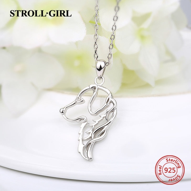 Strollgirl Sterling Silver 925 Cute Animal Dog Pet Necklaces &amp; Pendants Women Fashion Jewelry Making for Women Gift