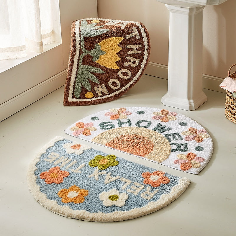 Ins einfache Badezimmer Floret Teppich Blumen Teppiche rutschfeste saugfähige Hauseingangsteppiche verdickte Fußmatte Home Decor