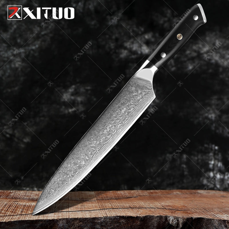 XITUO Damaskus Kochmesser 1-8 STÜCKE Professionelle Japan Sankotu Cleaver Bone Messer Utility Kiritsuke Schälmesser Küchenmesser Kochen