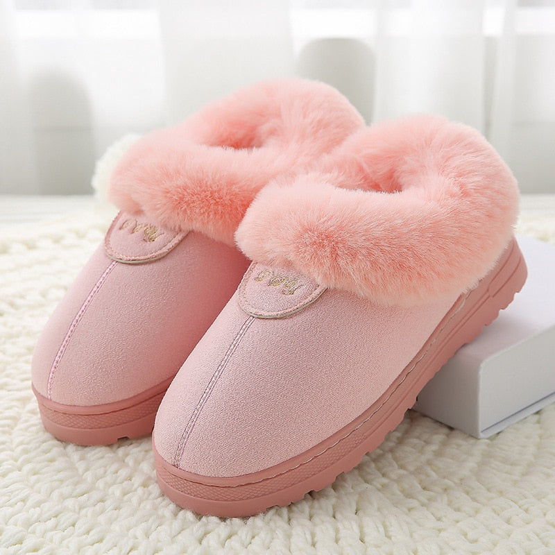 2022 zapatos cálidos de invierno de piel sintética para mujer y hombre, pantuflas de interior de felpa suave antideslizante para amantes del hogar, pantuflas de algodón SH08271