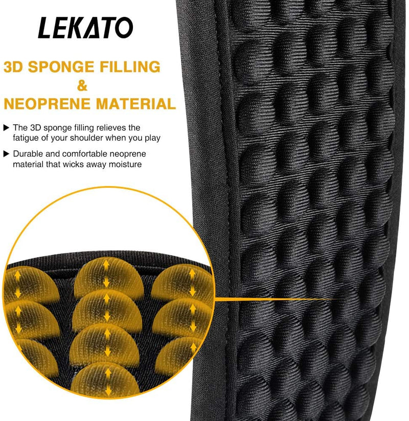 LEKATO LGS-1 Guitar Strap Adjustable 3D Sponge Filling Guitar Belts Acoustic Electric Guitar Strap Bass Belt 3.5&quot; Wide 6 Picks