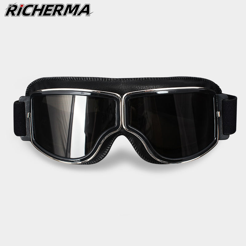 Vintage Motorradhelm Brille Blendschutz Winddicht Leder Damen Mann Brille Steampunk Schutzbrille