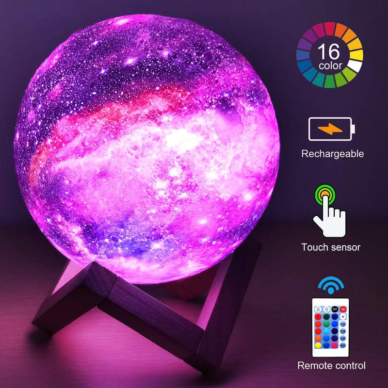 T20 3D Printing Moon Lamp Galaxy Moon Light Kids Night Light 16 Color Change Touch Remote Control Galaxy Light Dropshipping Link