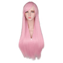 QQXCAIW Long Straight Cosplay Red Black Puprle Pink Blue Sliver Gray Blonde White Oragen Brown 80 Cm Synthetic Hair Wigs