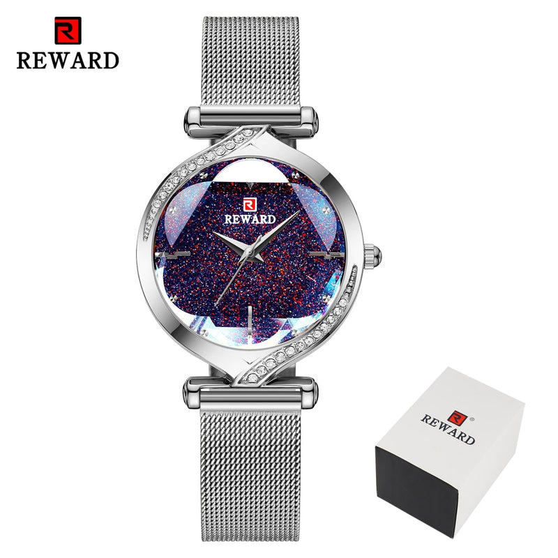 RECOMPENSA Nuevos relojes de moda para mujer Reloj de cuarzo de marca de lujo para mujer Reloj de pulsera impermeable de acero inoxidable para mujer