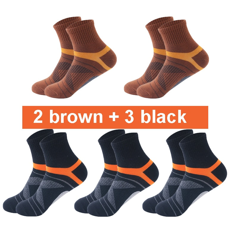 10 Uds = 5 pares de calcetines de algodón de alta calidad para hombre, calcetines deportivos transpirables informales para correr en invierno, calcetines deportivos a rayas EUR38-48