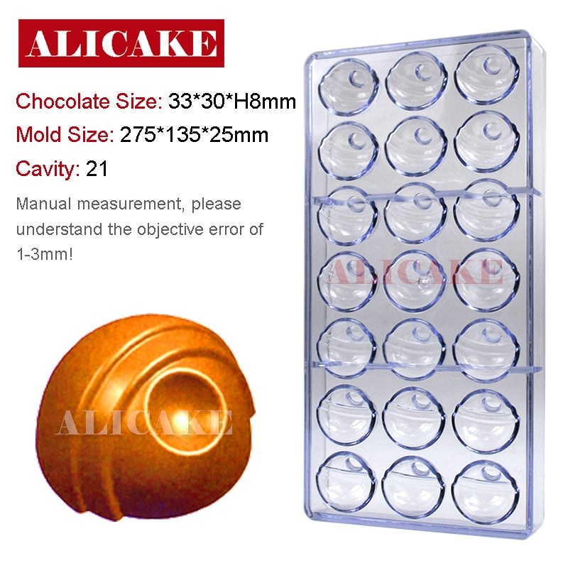 3D Polycarbonate Chocolate Mold Sphere Chocolate Bomb Tools Cake Confectionery Mold for Chocolates Bar Mould Bakery Baking Tools