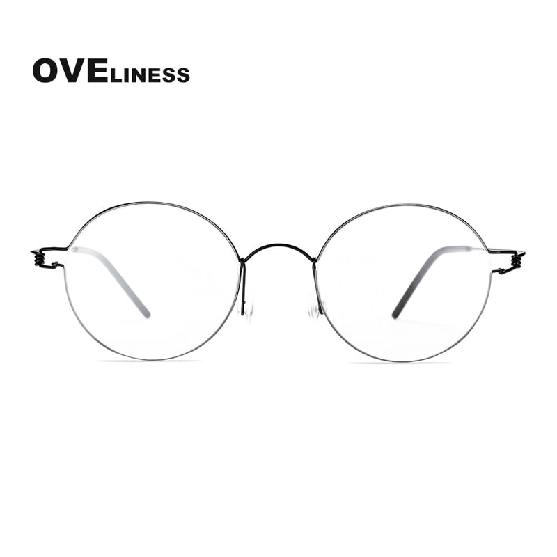 Titanium Screwless Eyewear Prescription Retro Eyeglasses Frame Women Round Myopia Optical Korean Spectacles Glasses Frame Men