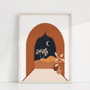 Woman Face One Line Abstract Painting Burnt Orange Terracotta Wall Art Canvas Print Mid Century Boho Picture Living Room Decor