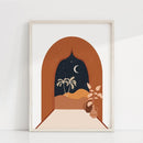 Woman Face One Line Abstract Painting Burnt Orange Terracotta Wall Art Canvas Print Mid Century Boho Picture Living Room Decor