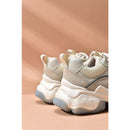 BeauToday, zapatillas gruesas para mujer, malla de cuero sintético, Patchwork, punta redonda con cordones, suela gruesa, zapato transpirable para mujer 29402