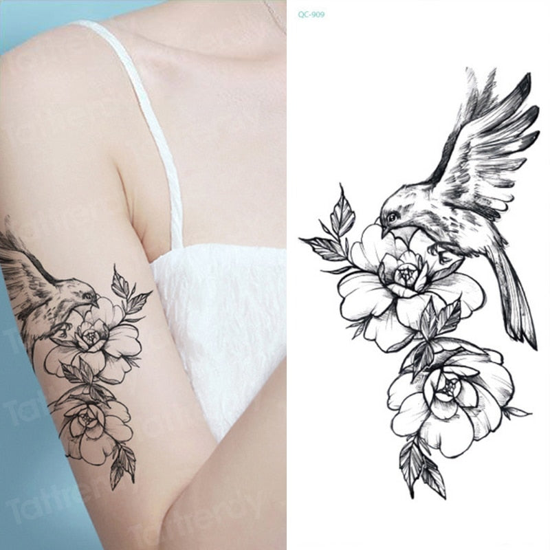 Tatuajes de brazalete temporal a prueba de agua tatuaje temporal pegatina flor loto tatuaje manga mujeres muñeca brazo mangas tatuaje falso chica
