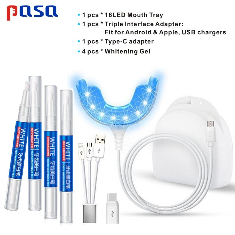 Portable Smart Cold Blue light LED Tooth Whitener Device Oral Whitening Kit 4 USB Ports For Android IOS Teeth Bleaching