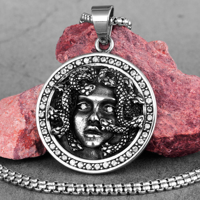 Mythology Snake Hair Medusa Banshee Stainless Steel Men Necklaces Pendants Chain for Boy Male Jewelry Creativity Gift Wholesale