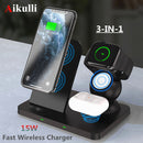 for iPhone Wireless Charger Stand 3 in 1 Fast Charging for Apple iPhone 12 11 X XS XR Watch 6 5 4 3 AirPods Pro Wireless Charge