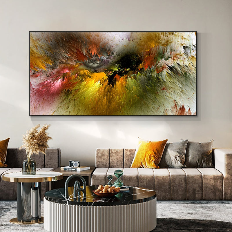 Pósteres de pintura al óleo de arte abstracto de nube amarilla gris e impresiones en lienzo arte moderno cuadro de pared independiente para decoración para sala de estar