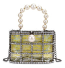 Bolso de mano de lujo con diseño de cesta calada de alta calidad para fiesta, bolsos de mano con diamantes y perlas para mujer, bolso de noche, bolsos de moda, bolso de diseñador
