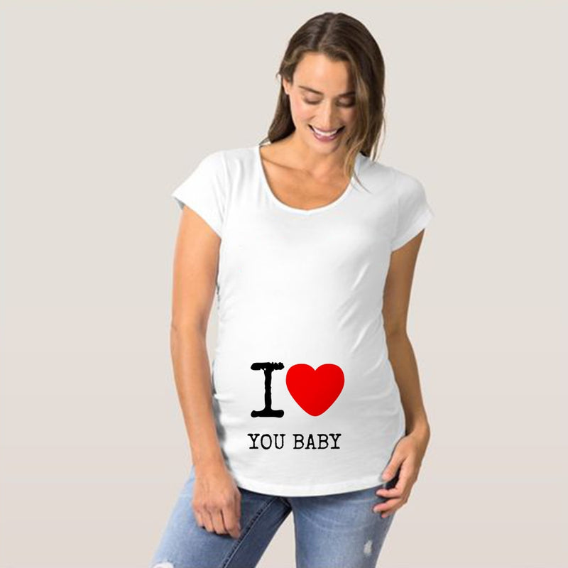 Baby printing Pregnant Women T-Shirt Funny Pregnancy Shirts for Trendy Moms Cute Pattern Print Maternity Shirt Short Sleeve Tops