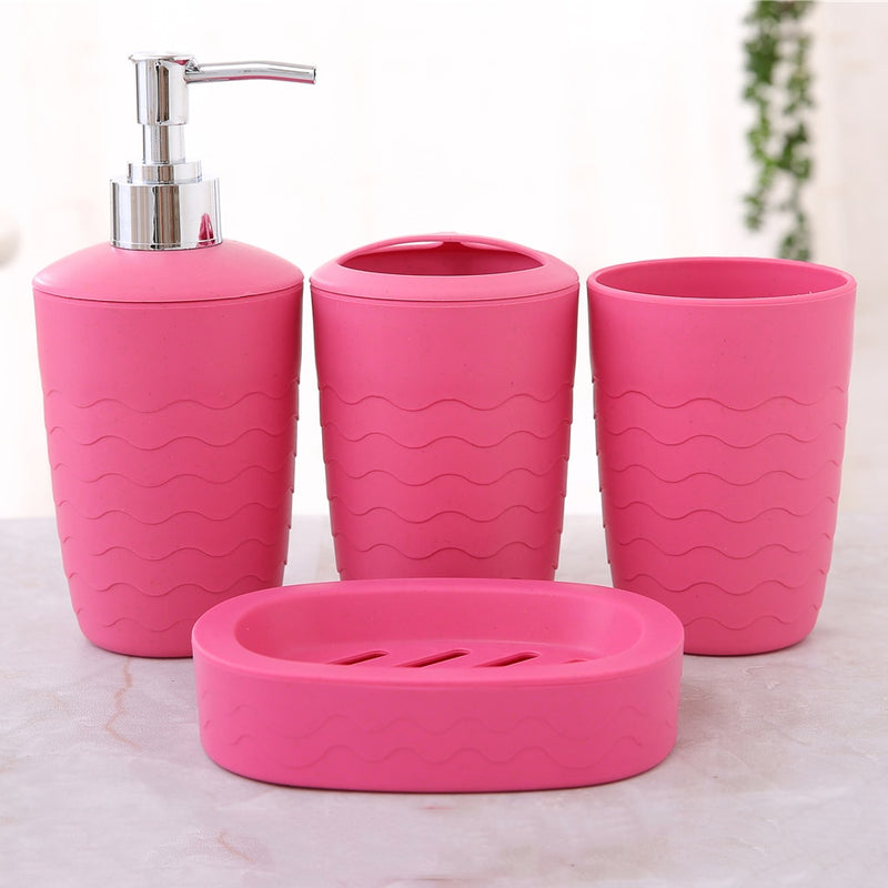 4Pcs/Set Bathroom Accessories Wheat Straw Eco-Friendly Soap Dish Dispenser Bottle Washroom Toothbrush Holder Cup Suit