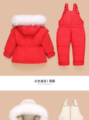 Kinder Daunenmantel Jacke + Overall Kinder Kleinkind Mädchen Junge Kleidung Daunen 2 stücke Winter Outfit Anzug Warme Baby Overalls Kleidung Sets