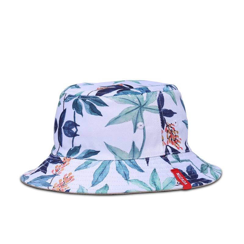 NUZADA Print Bucket Hat Summer Hats For Women Fisherman Hat Cotton Foldable Female Sunscreen Shade Caps Double Sided Can Be Worn