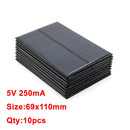 10pcs x 5VDC Solar Panel Power bank 150 160 200 250 500 840 mA Solar Panel 5V Mini Solar Battery cell phone charger portable