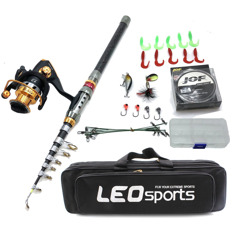 1.8-3.6m carbon telescopic fishing rod combo spinning reel fishing set Short  travel stick carp bass pike feeder rod full kit