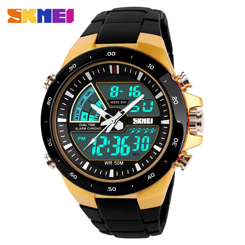 SKMEI 1016 Brand Sport Watch for Men 5Bar Waterproof Stopwatch Dual Display Wristwatches Men&