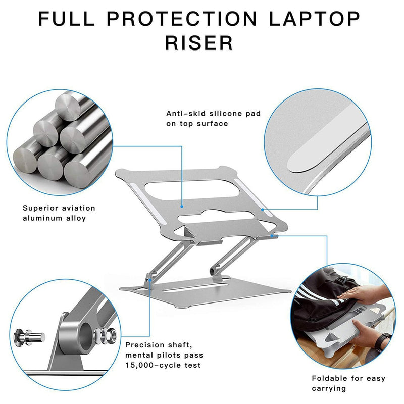Verstellbarer Laptop-Ständer aus Aluminiumlegierung, faltbar, tragbar, für Notebook, MacBook, Computerhalterung, zum Anheben, Kühlhalter, rutschfest