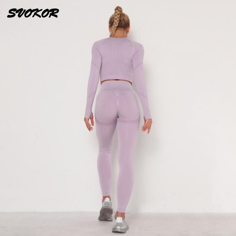 SVOKOR Crop Top Gym Set Seamless Damen Yoga Workout Set Fintess Clothing Push Up Leggings Sport Wear Damen Anzüge Trainingsanzug