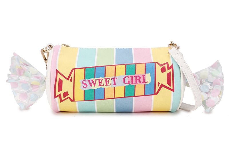 Süße Candy Design Umhängetasche Farbe Streifen Pu Frauen Handtasche Gestickte Buchstaben Lässig Umhängetasche Weibliche Tasche 2021