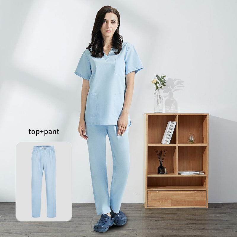 Hospital Operating Room Black Blue Nurse Scrubs Set Beauty Salon Work Uniform Medical Surgical Tops Pants Pet Doctor Workwear