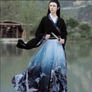 Hanfu de talla grande 6XL para parejas, ropa bordada tradicional china, disfraz de Halloween para adultos, Hanfu negro y azul para hombres y mujeres