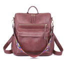 Retro Large Backpack Women PU Leather Rucksack Women&