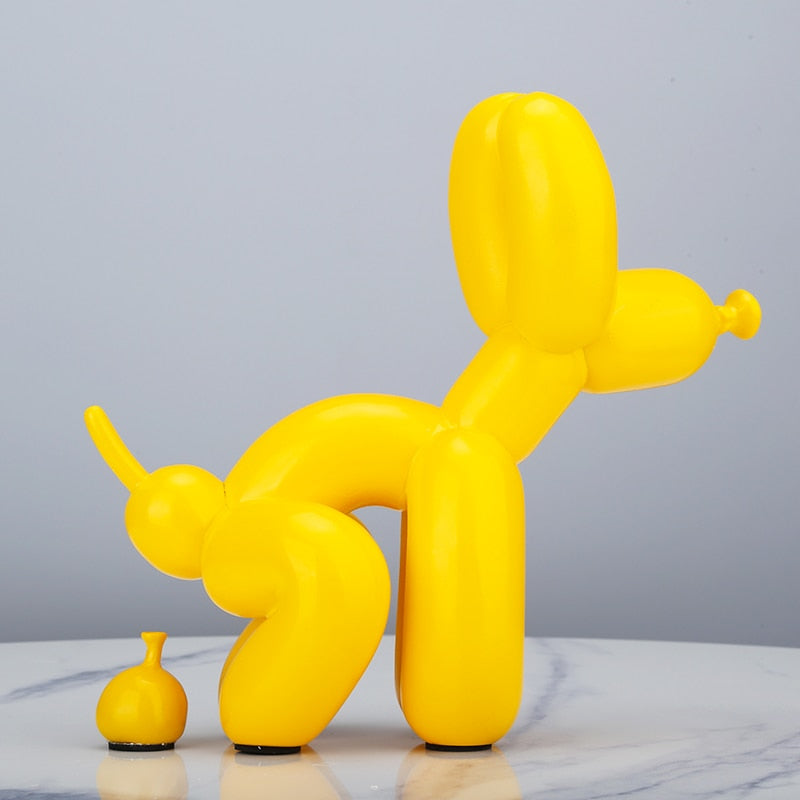 Estatua creativa de perro con forma de globo para caca, decoración del hogar, escultura artística de resina de Animal bonito nórdico moderno, artesanías, adornos de decoración de escritorio